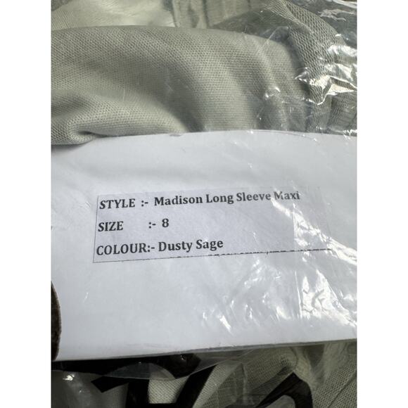 Lace & Beads Bridesmaid Madison long sleeve maxi dress in dusty sage size Us 4 - Picture 4 of 5